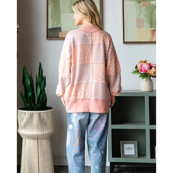 POL Women's Pink Floral Cowl Neck Sweater - Picture 5 of 7